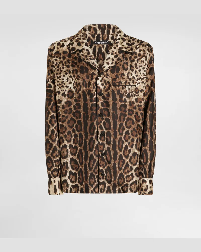 Dolce & Gabbana Camicia Vanity In Seta Stampa Leopardo - Uomo Camicie Stampa Animalier Leo