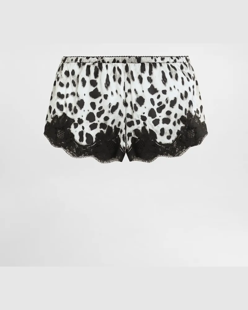 Dolce & Gabbana Short In Raso Stampa Leopardo Con Inserti In Pizzo - Donna Intimo Stampa Raso Stampa