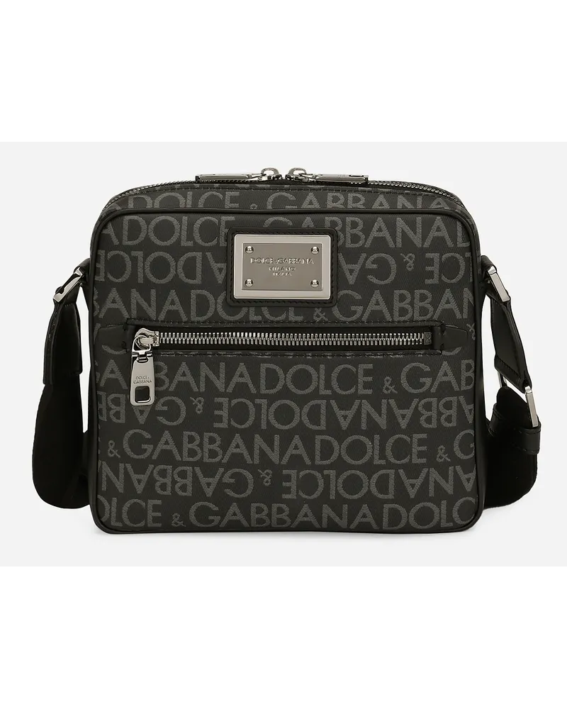 Dolce & Gabbana Borsa A Tracolla In Jacquard Spalmato - Uomo Borse A Tracolla Multicolore Tessuto Nero