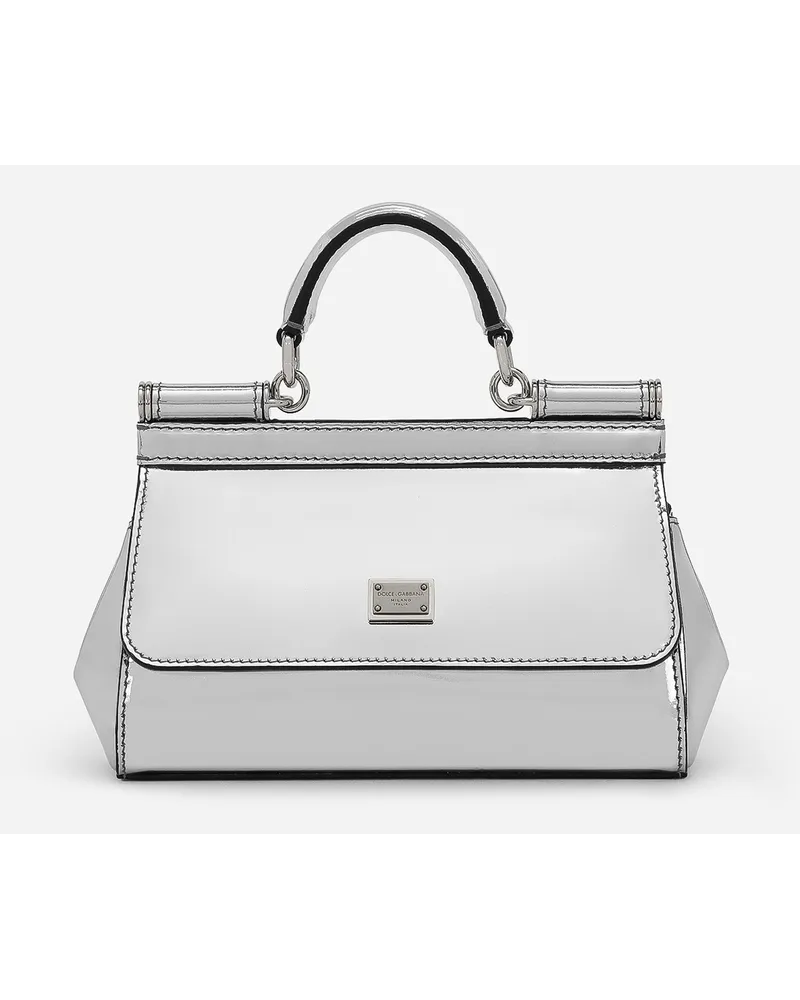 Dolce & Gabbana Borsa A Mano Sicily Piccola - Donna Borse A Mano Argento Pelle Argento