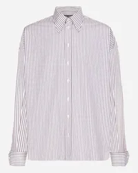 Dolce & Gabbana Camicia Super Over In Popeline Rigato - Uomo Camicie Multicolore Rigato