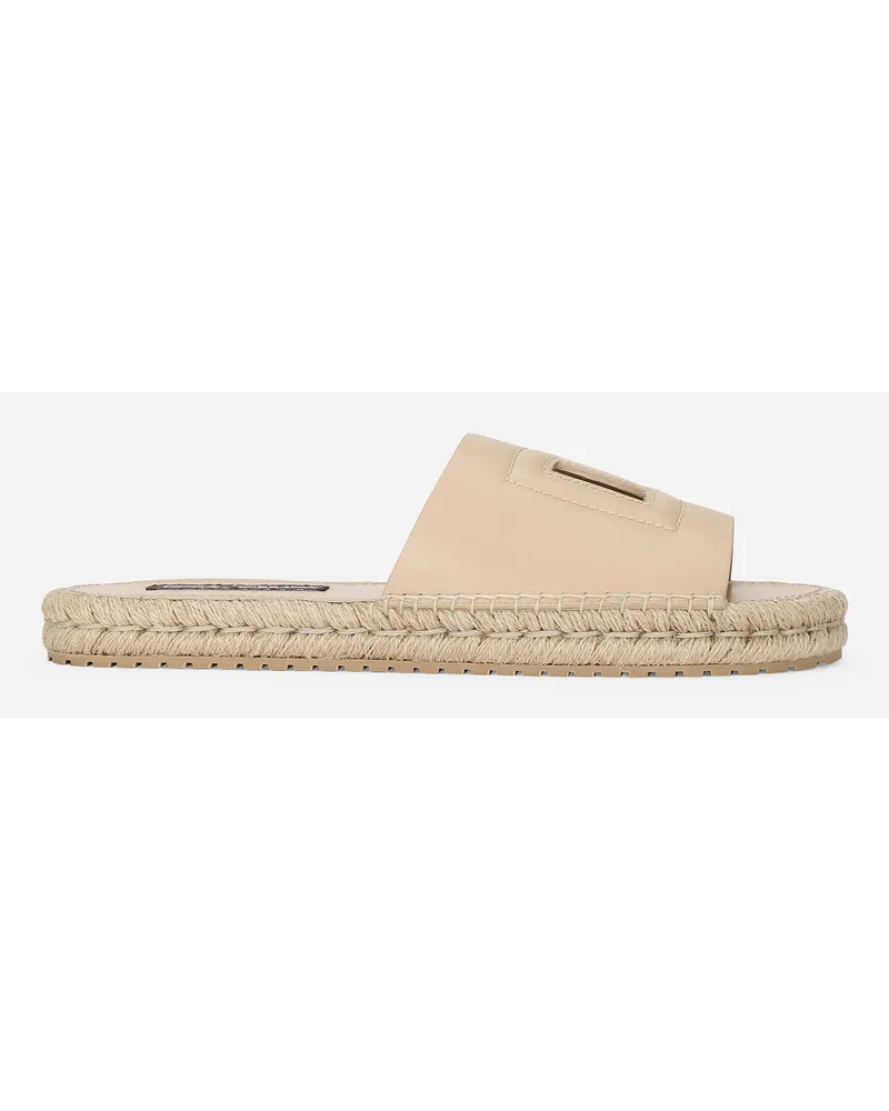 Dolce & Gabbana Slide Espadrilla In Pelle Di Vitello - Uomo Sandali E Slide Beige Pelle Cappuccino