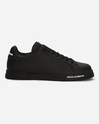 Dolce & Gabbana Sneaker Portofino In Vitello Nappato - Uomo Sneaker Nero Pelle Nero