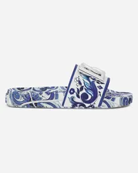 Dolce & Gabbana Slide Beachwear In Pelle Di Vitello Gommata Maiolica - Donna Slide E Mule Multicolore Multicolore