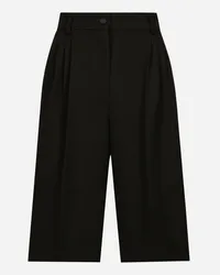 Dolce & Gabbana Bermuda Tuxedo In Gabardina Di Lana - Donna Pantaloni E Shorts Nero Lana Nero