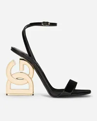 Dolce & Gabbana Sandalo In Vernice Con Tacco Dg Pop - Donna Sandali E Zeppe Nero Pelle Nero