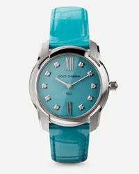 Dolce & Gabbana Dg7 Watch In Steel With Turquoise And Diamonds - Donna Orologi E Cinturini Azzurro Azzurro