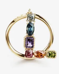 Dolce & Gabbana Rainbow Alphabet L Ring In Yellow Gold With Multicolor Fine Gems - Donna Anelli Oro Oro