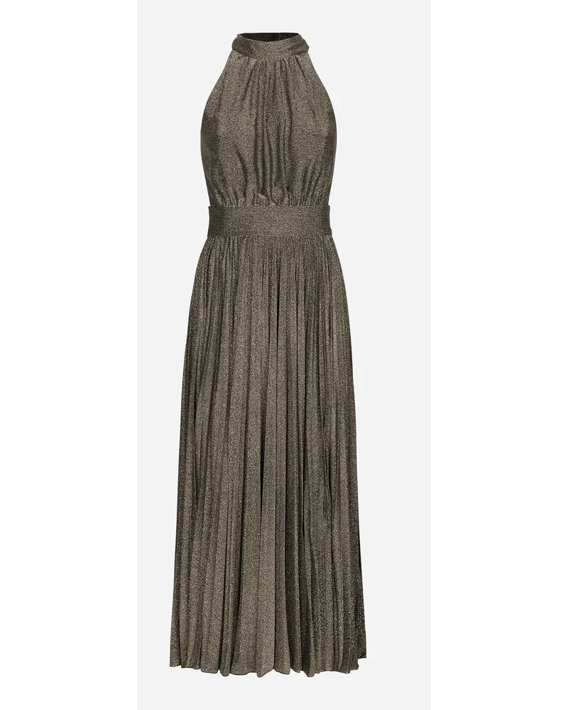 Dolce & Gabbana Abito Longuette In Jersey Lurex Plissè - Donna Abiti Argento Argento