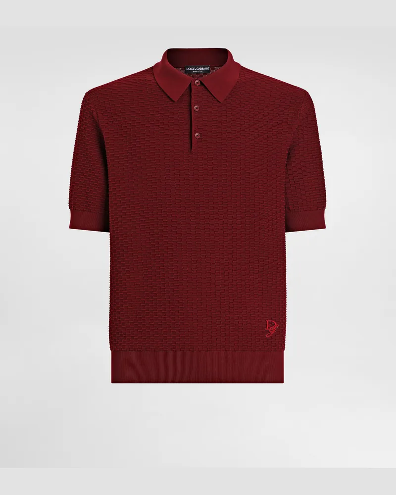 Dolce & Gabbana Polo In Cotone Con Logo Ricamato - Uomo Maglieria Bordeaux Vino