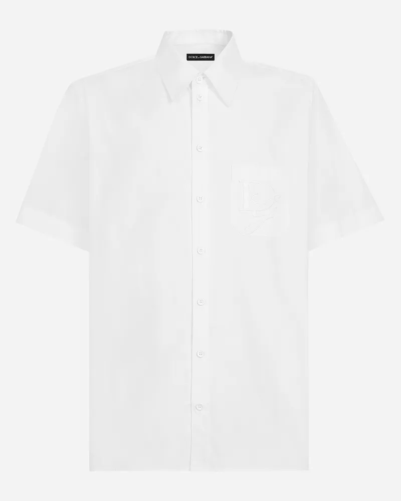 Dolce & Gabbana Camicia In Cotone Con Ricamo Dg - Uomo Camicie Bianco Bianco