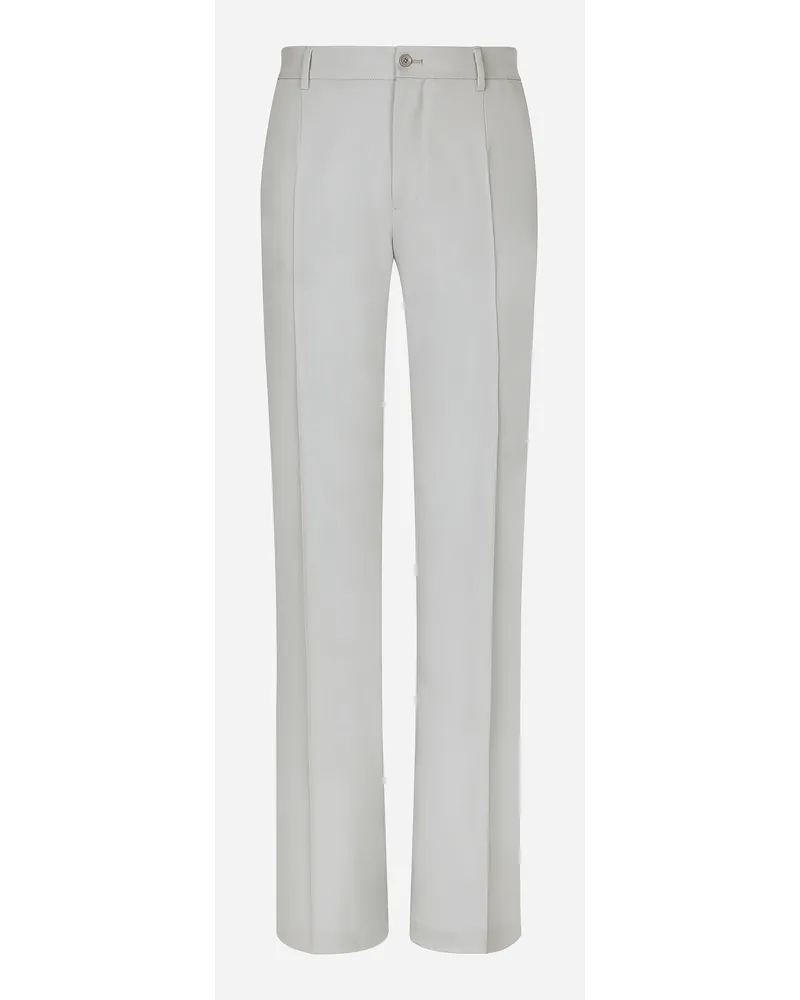 Dolce & Gabbana Pantalone Gamba Dritta Sallia Di Lana Stretch - Uomo Pantaloni E Shorts Grigio Tessuto Grigio