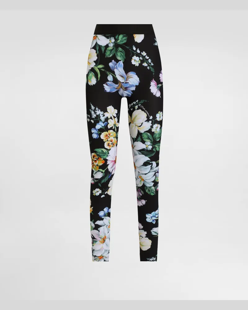Dolce & Gabbana Leggings Activewear In Jersey Stampa Fiori - Donna Pantaloni E Shorts Stampa Stampa