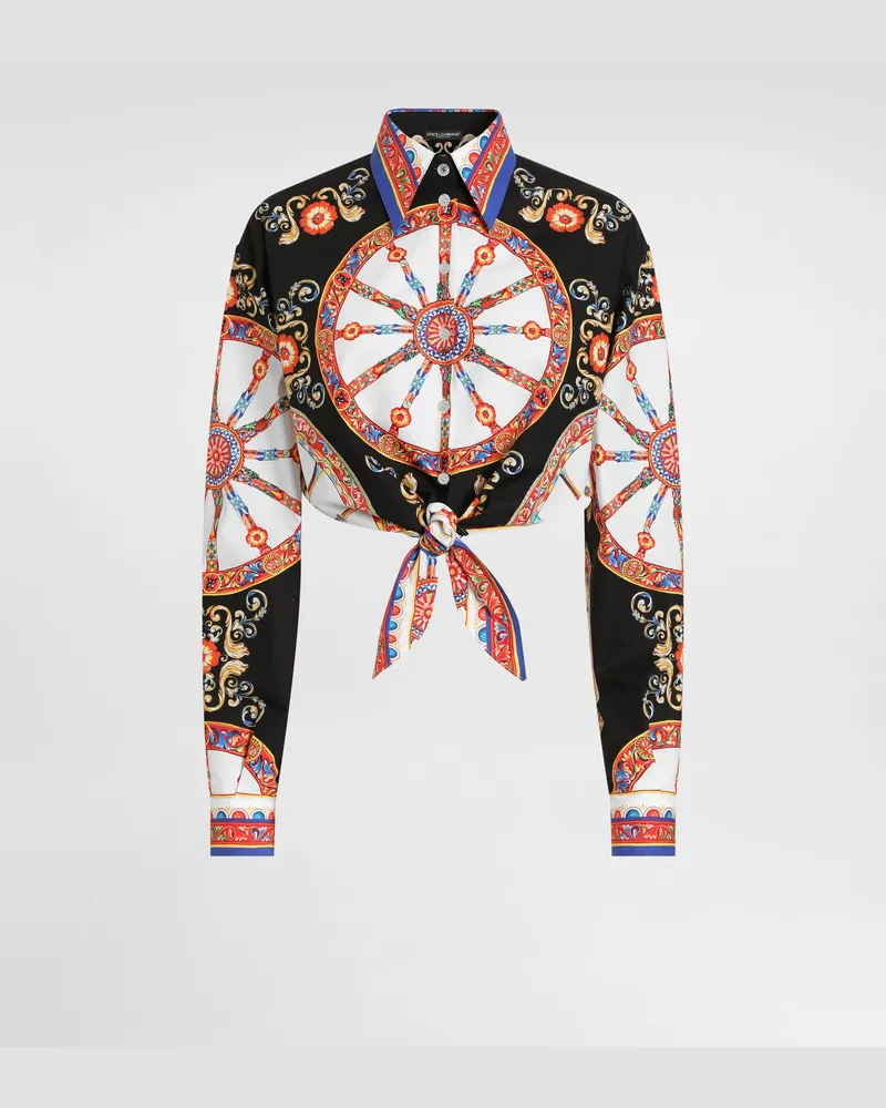 Dolce & Gabbana Camicia In Popeline Di Cotone Stampa Carretto - Donna Camicie E Top Multicolore Variante