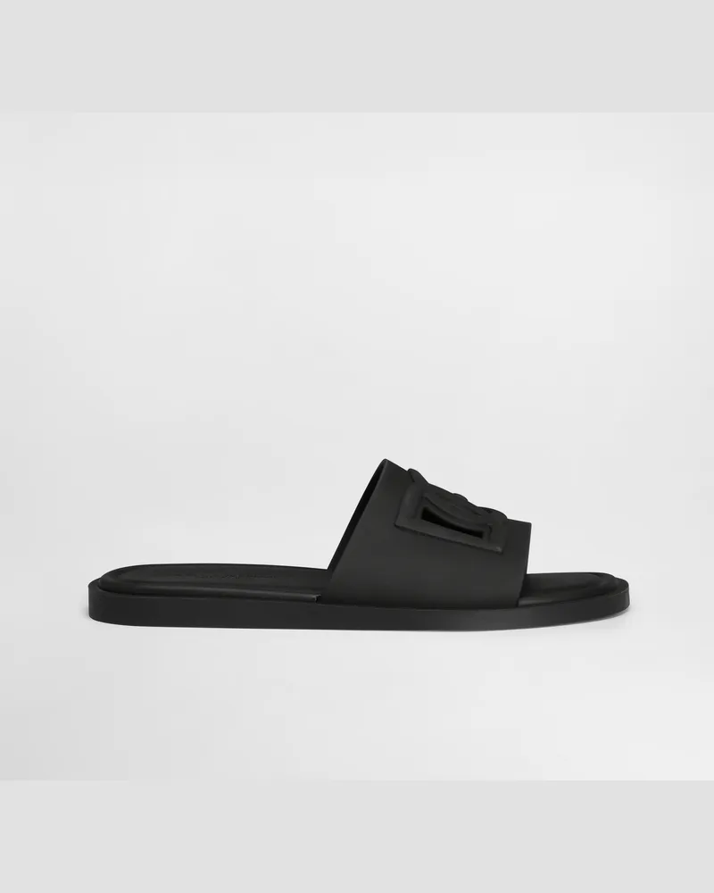Dolce & Gabbana Slide Beachwear In Gomma - Uomo Sandali E Slide Nero Gomma Nero