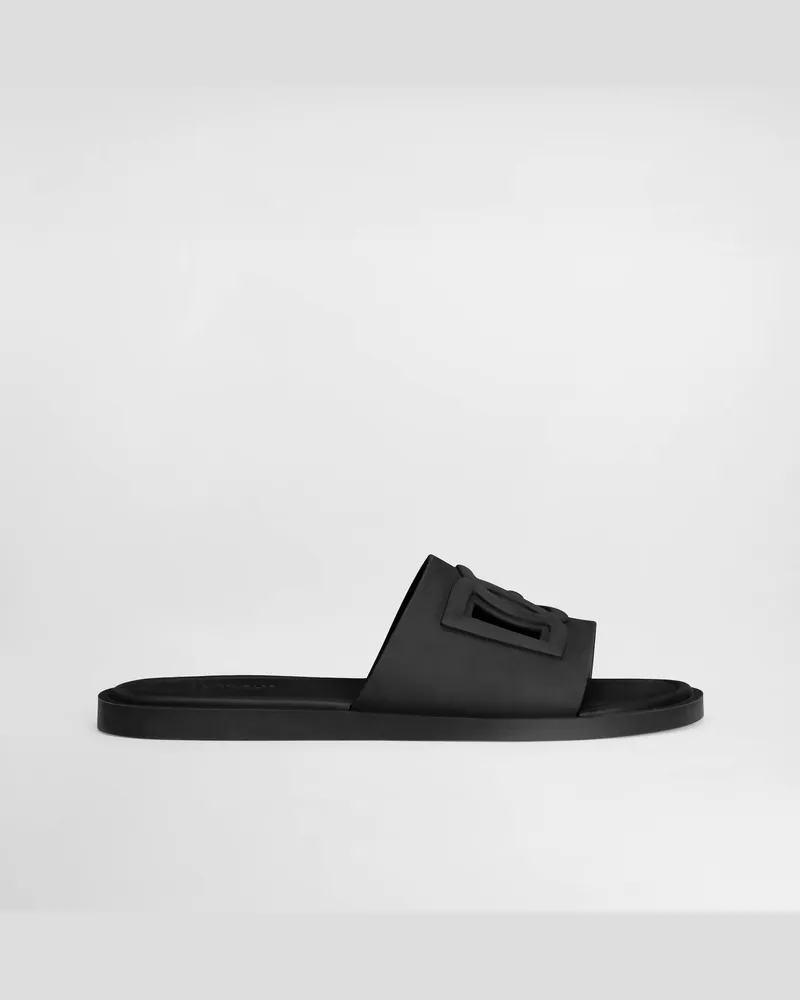 Dolce & Gabbana Slide Beachwear In Gomma - Uomo Sandali E Slide Nero Gomma Nero