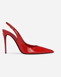 Dolce & Gabbana Sling Back In Vernice - Donna Décolleté E Slingback Rosso Pelle Rosso