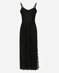 Dolce & Gabbana Abito Longuette A Sottoveste In Pizzo - Donna Abiti Nero Pizzo Nero