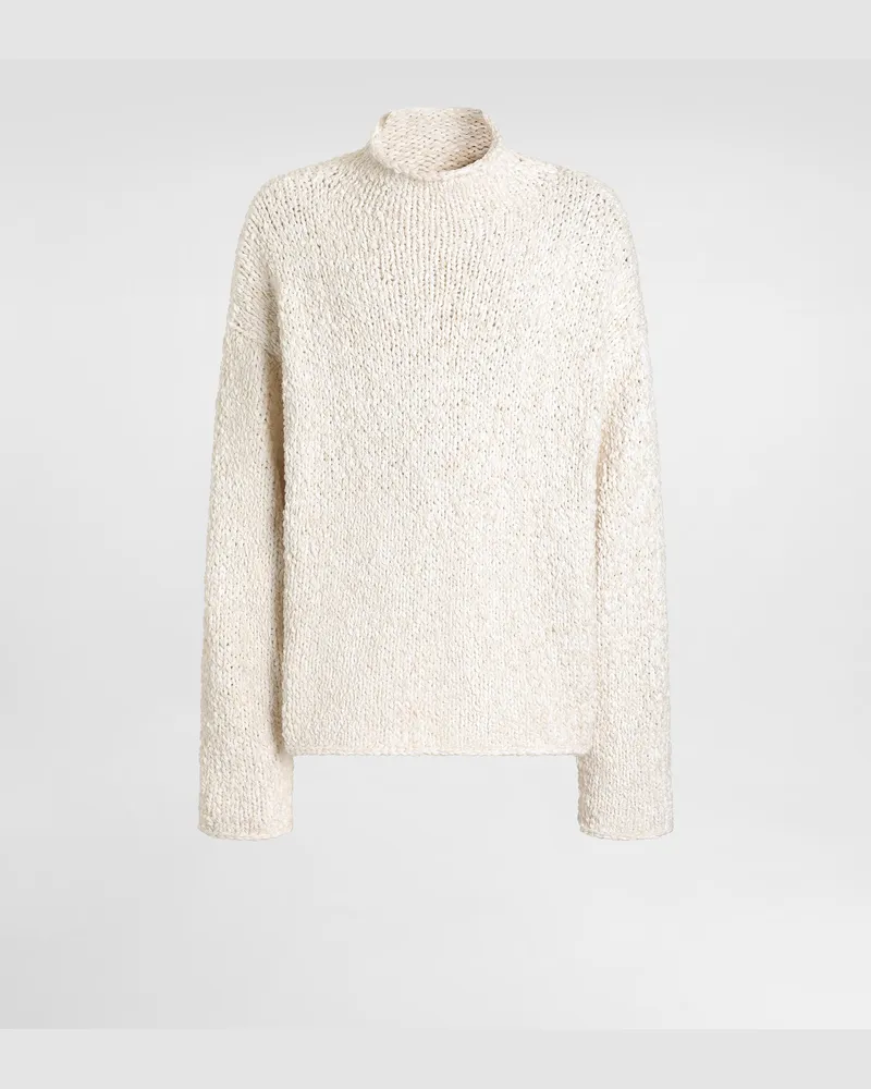 Dolce & Gabbana Pullover In Misto Cotone - Uomo Maglieria Bianco Bianco