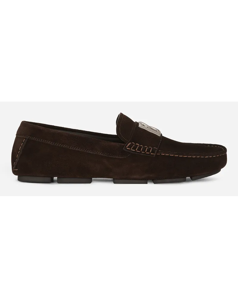 Dolce & Gabbana Driver In Suede - Uomo Driver E Mocassini Marrone Marrone