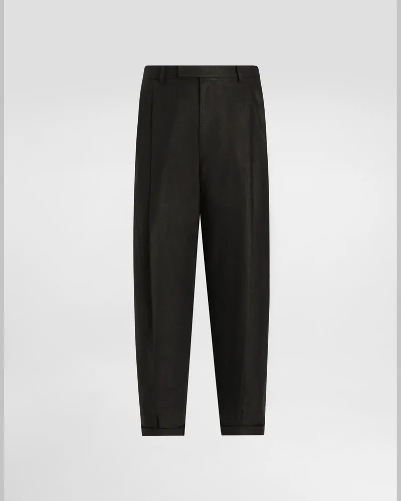 Dolce & Gabbana Pantaloni In Tela Di Lino - Uomo Pantaloni E Shorts Nero Nero