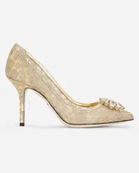 Dolce & Gabbana Décolleté Rainbow In Pizzo Lurex Con Broche - Donna Décolleté E Slingback Oro Oro