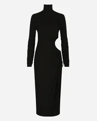 Dolce & Gabbana High-necked Jersey Calf-length Dress With Cut-out - Donna Abiti Nero Viscosa Nero