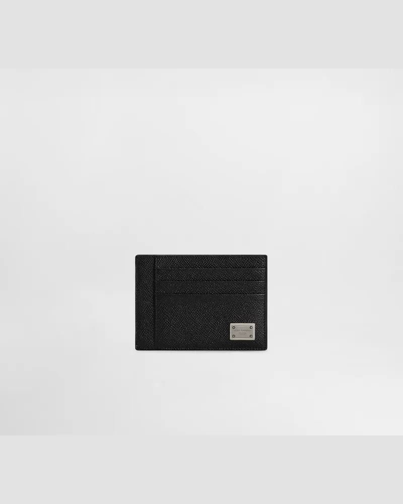 Dolce & Gabbana Portacarte In Pelle Di Vitello Stampa Dauphine - Uomo Portafogli E Piccola Pelletteria Nero Pelle Nero