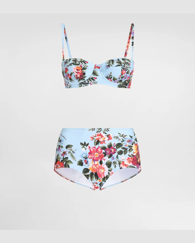 Dolce & Gabbana Bikini Con Balconcino Stampa Mazzo Di Fiori - Donna Beachwear Multicolore Multicolore