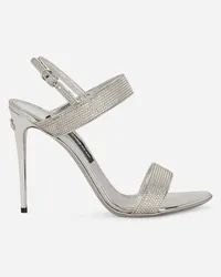 Dolce & Gabbana Sandalo In Raso E Termostrass - Donna Sandali E Zeppe Grigio Grigio