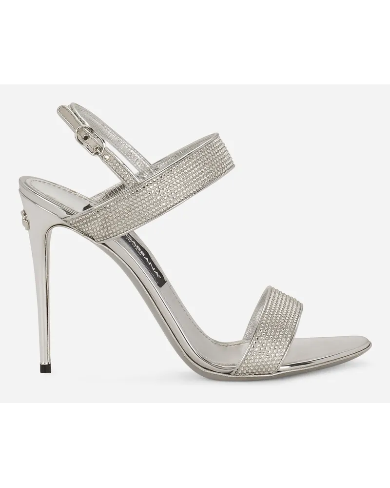 Dolce & Gabbana Sandalo In Raso E Termostrass - Donna Sandali E Zeppe Grigio Grigio
