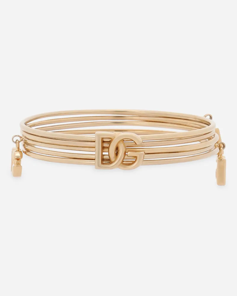 Dolce & Gabbana Bracciale Rigido Bangle Multicerchi Con Logo Dg - Donna Bijoux Oro Metallo Oro