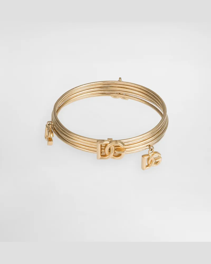 Dolce & Gabbana Bracciale Rigido Bangle Multicerchi Con Logo Dg - Donna Bijoux Oro Metallo Oro