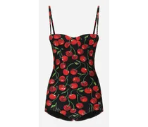 Cherry-print Balconette One-piece Swimsuit - Donna Beachwear Multicolore Tessuto