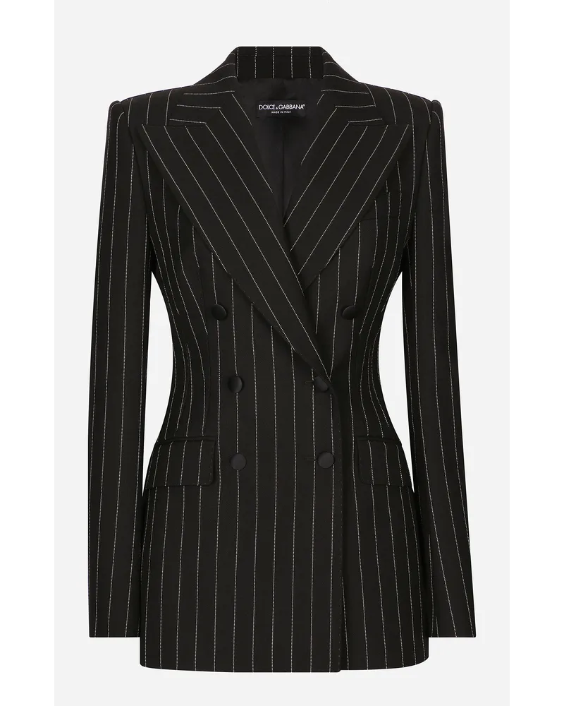 Dolce & Gabbana Giacca Turlington Doppiopetto In Gessato Di Lana - Donna Giacche E Blazer Multicolore Rigato