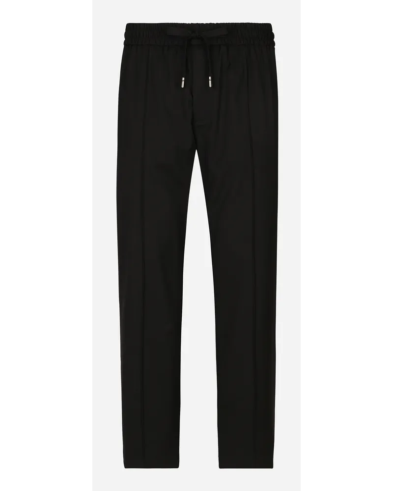 Dolce & Gabbana Pantalone Jogging In Lana Stretch - Uomo Pantaloni E Shorts Nero Nero