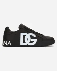 Dolce & Gabbana Sneaker Portofino In Pelle Di Vitello Nappata Con Logo Dg Stampato - Uomo Sneaker Nero Pelle Nero