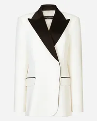 Dolce & Gabbana Giacca Doppiopetto In Crêpe Di Lana Con Revers Tuxedo - Donna Giacche E Blazer Bianco Seta Bianco