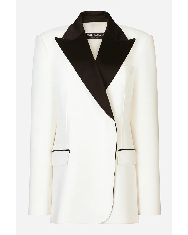 Dolce & Gabbana Giacca Doppiopetto In Crêpe Di Lana Con Revers Tuxedo - Donna Giacche E Blazer Bianco Seta Bianco