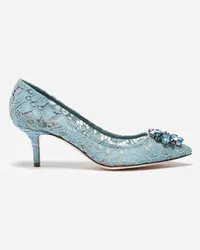 Dolce & Gabbana Lace Rainbow Pumps With Brooch Detailing - Donna Décolleté E Slingback Azzurro Pizzo Acqua