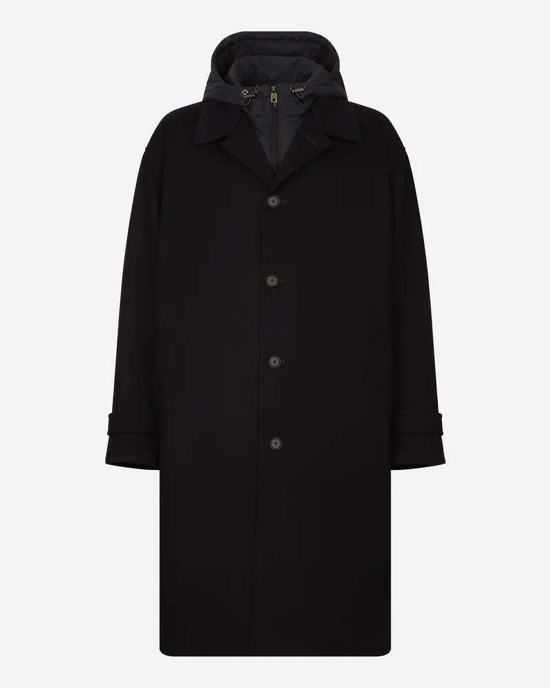 Dolce & Gabbana Cappotto Monopetto In Cashmere Con Cappuccio - Uomo Cappotti E Giubbotti Blu Blu