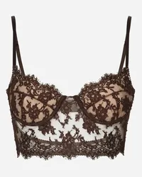 Dolce & Gabbana Top Lingerie In Pizzo - Donna Intimo Marrone Cotone Marrone