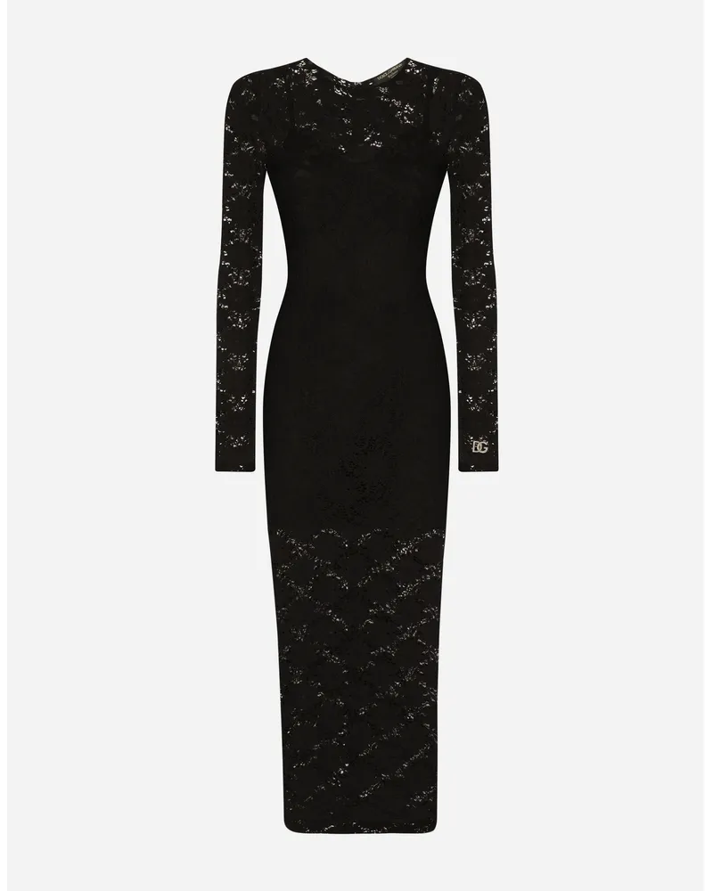 Dolce & Gabbana Abito Lungo In Pizzo - Donna Abiti Nero Nero