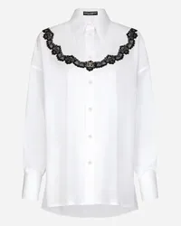 Dolce & Gabbana Oversize Poplin Shirt With Lace Inserts - Donna Camicie E Top Bianco Cotone Bianco