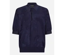 Dolce & Gabbana Polo Manica Corta Over In Seta Jacquard - Uomo Maglieria Blu Blu