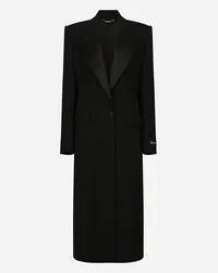 Dolce & Gabbana Cappotto Lungo Tuxedo Monopettto In Lana - Donna Cappotti E Giubbotti Nero Lana Nero