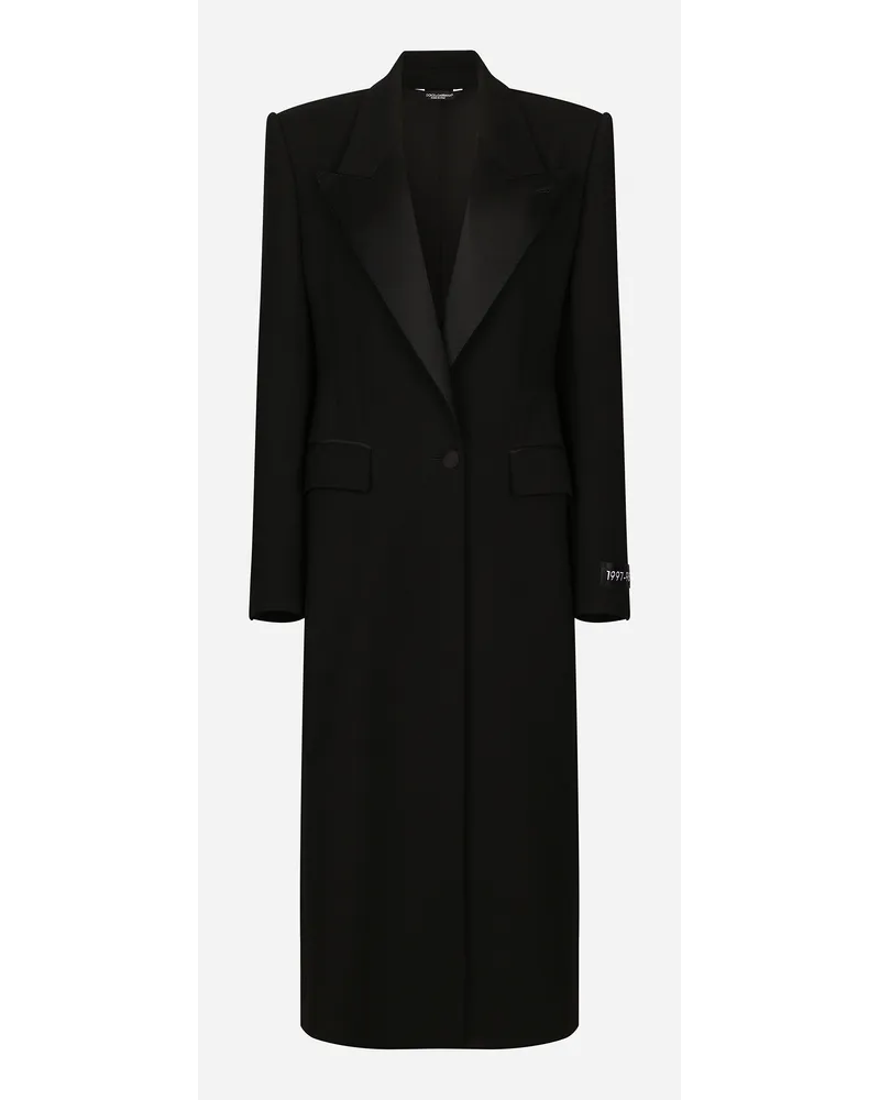 Dolce & Gabbana Cappotto Lungo Tuxedo Monopettto In Lana - Donna Cappotti E Giubbotti Nero Lana Nero