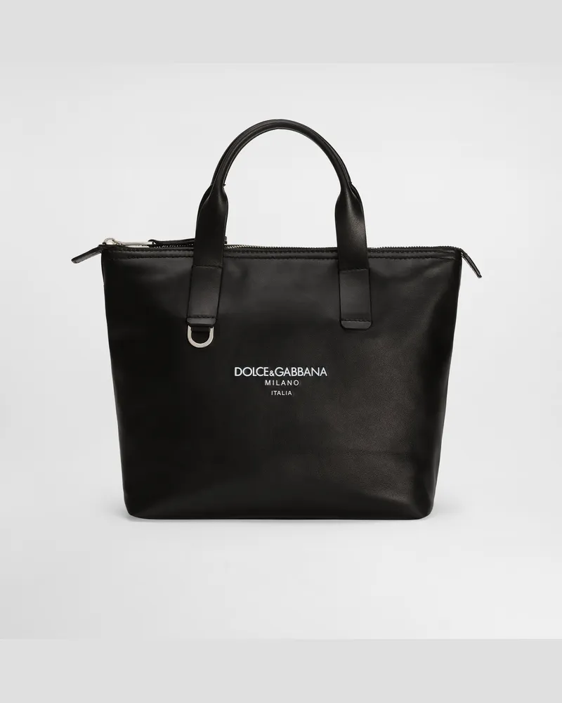 Dolce & Gabbana Shopping Bag Piccola In Pelle Di Vitello - Uomo Borse Shopping Nero Nero