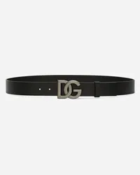 Dolce & Gabbana Leather Belt With Dg Logo - Uomo Cinture Multicolore Pelle Nero