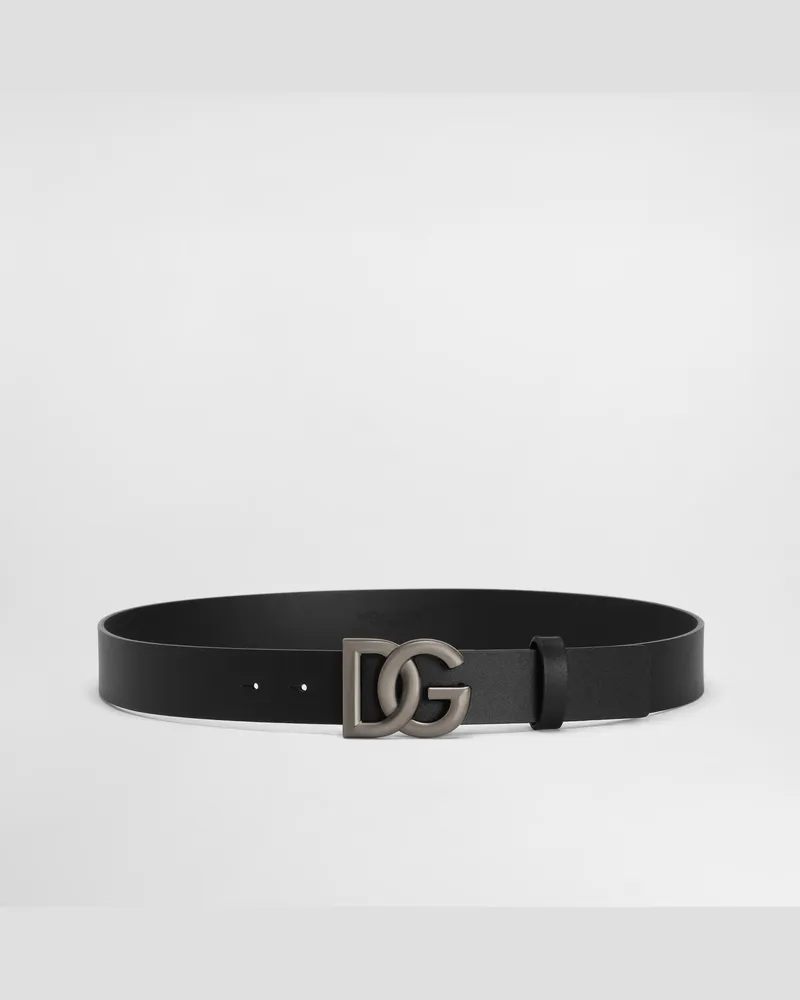 Dolce & Gabbana Leather Belt With Dg Logo - Uomo Cinture Multicolore Pelle Nero